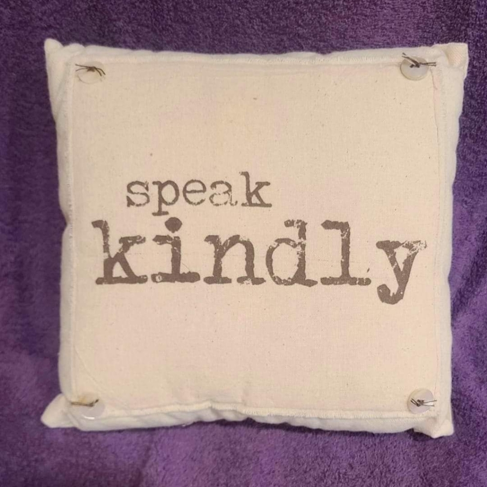 Honey & Me "Speak Kindly"  9.5" Square Pillow NWT